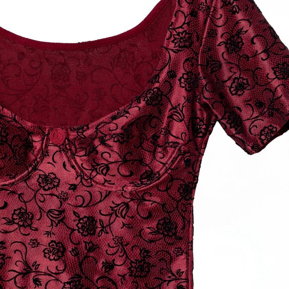 Sundazed (Italy) Floral Velvet Satin Polyester Bustier Top Bordeaux : XS - Picture 2 of 9